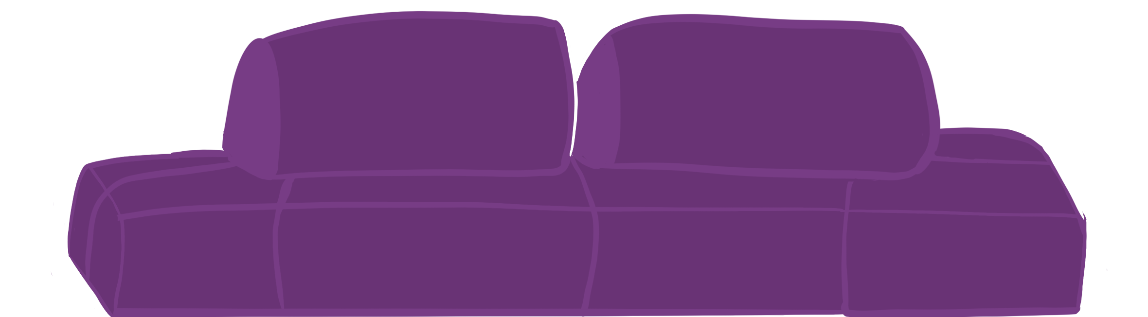 Couch beneath the gallery paintings